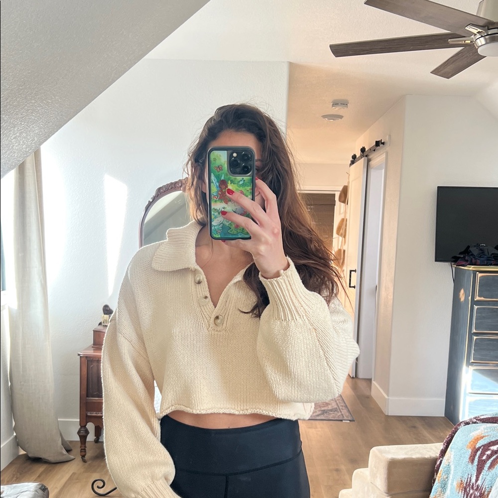 Signature8 Beige Knit Collared Sweater